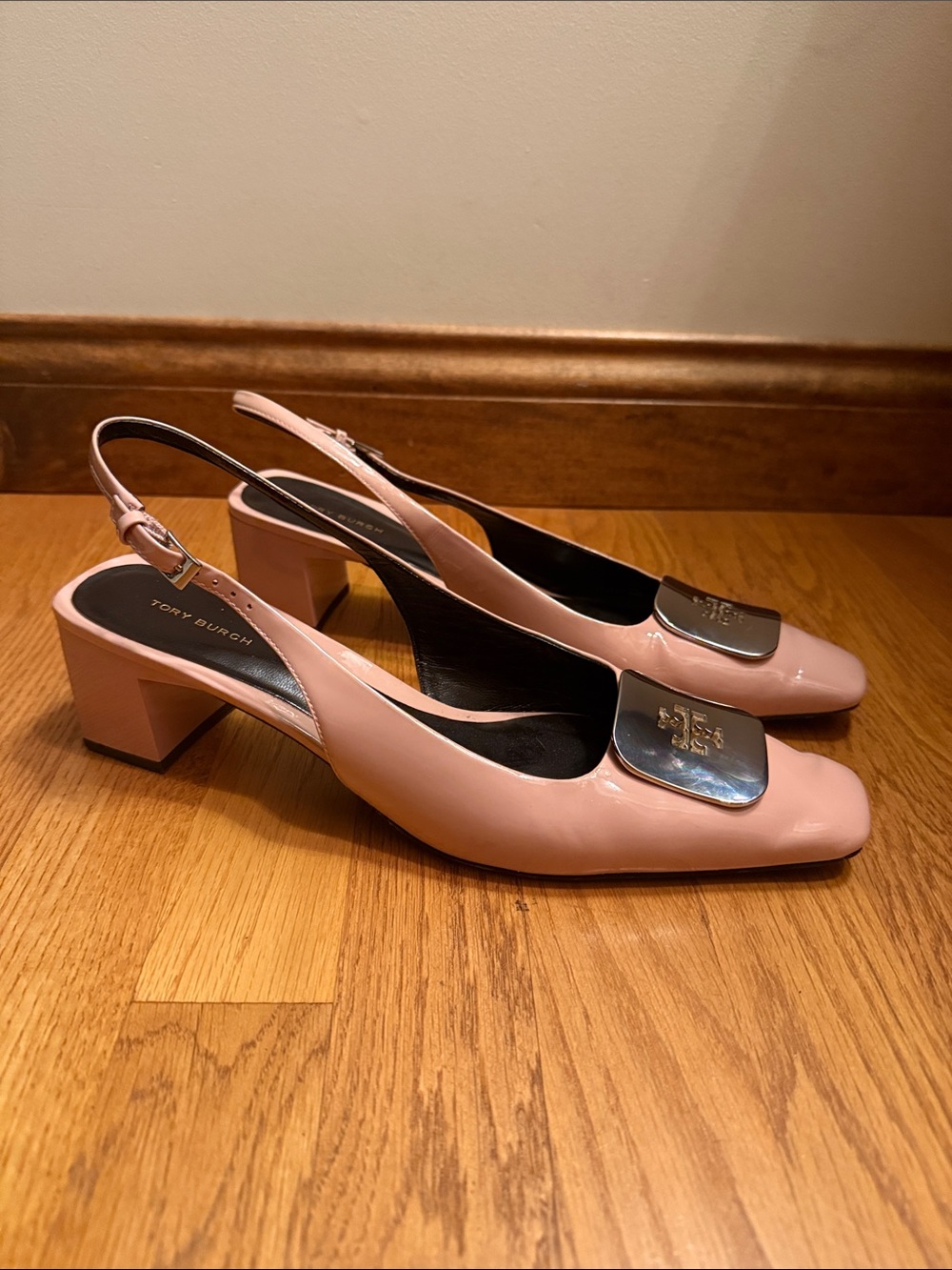 Tory Burch Georgia Slingback Pumps In Pink Patent Leather Size 11